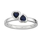 Stacks And Stones Sterling Silver Lab-created Sapphire Heart Stack Ring, Women's, Size: 9, Blue