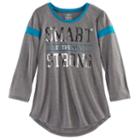Girls 7-16 & Plus Size So&reg; 3/4-sleeve Football Tee, Size: 18 1/2, Med Grey