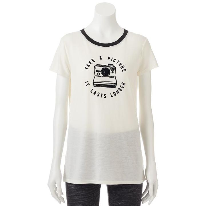 Juniors' The Print Shop Take A Picture Oversized Graphic Tee, Teens, Size: Large, White Oth