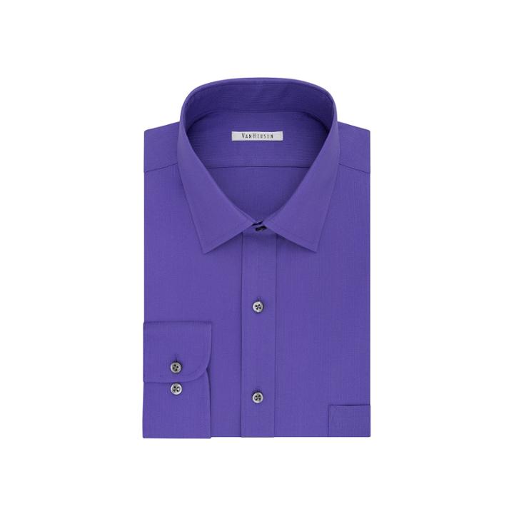 Men's Van Heusen Flex Collar Regular-fit Pincord Dress Shirt, Size: 17 36/37, Purple Oth