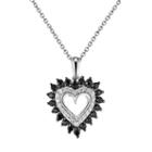 Sterling Silver 1/2-ct. T.w. Black And White Diamond Heart Pendant, Women's