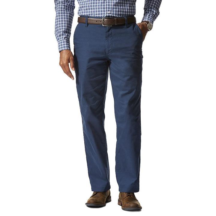 Men's Dockers® Pacific On-the-go Stretch Khaki D2 Straight-fit Flat-front Pants, Size: 34x30, Blue (navy)