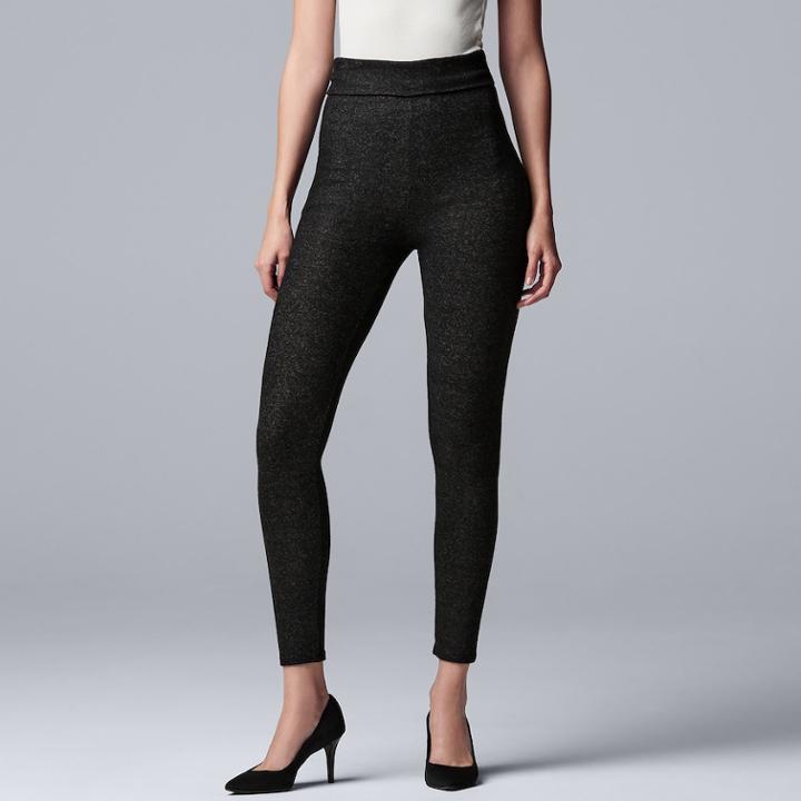 Women's Simply Vera Vera Wang Cozy Fold-over Leggings, Size: Large, Black