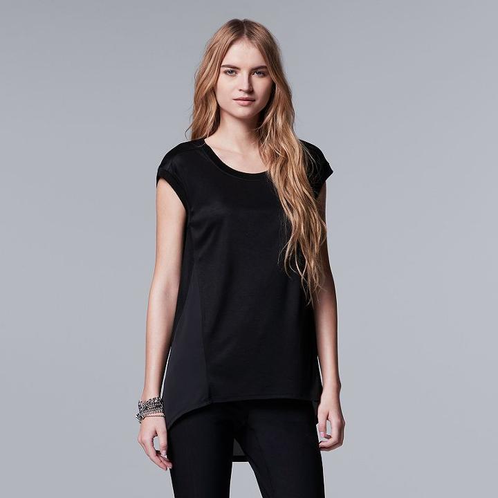 Women's Simply Vera Vera Wang High-low Chiffon Top, Size: Xs, Black