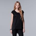 Women's Simply Vera Vera Wang High-low Chiffon Top, Size: Xs, Black