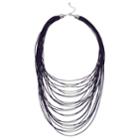 Cord & Curved Bar Multi Strand Necklace, Women's, Purple