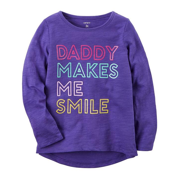 Girls 4-8 Carter's Daddy Makes Me Smile Graphic Long-sleeved Tee, Size: 6x, Purple