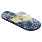 Women's College Edition West Virginia Mountaineers Floral Polka-dot Flip-flops, Size: Large, White