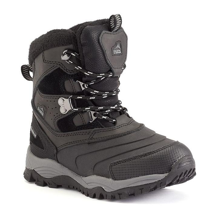 Pacific Mountain Tundra Jr. Boys' Winter Boots, Kids Unisex, Size: 4, Black