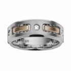 10k Gold Two Tone 1/7-ct. T.w. Diamond Wedding Band - Men, Size: 11, White