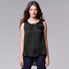 Women's Simply Vera Vera Wang Embellished High-low Tank, Size: Small, Black