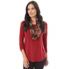 Women's Apt. 9&reg; Ruched Tee & Scarf Set, Size: Small, Brick