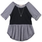 Girls 7-16 & Plus Size Speechless Lace Striped Tunic With Necklace, Size: 20 1/2, White