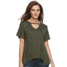 Women's Juicy Couture Cutout Shark-bite Tee, Size: Large, Dark Green