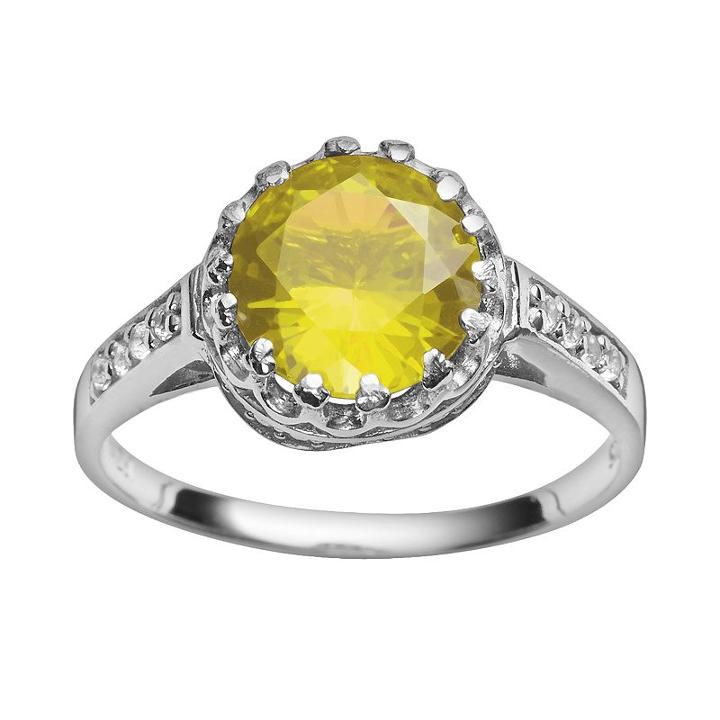 Sterling Silver Citrine And Lab-created White Sapphire Crown Ring, Women's, Size: 8, Orange