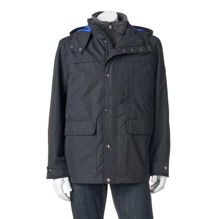 Men's Towne 3-in-1 Hooded Parka, Size: Large, Black