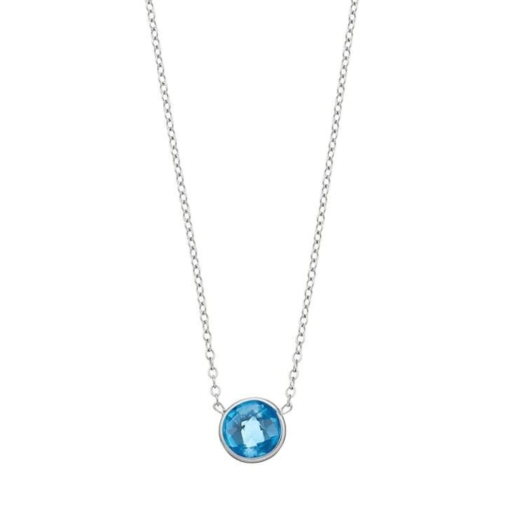 14k White Gold Swiss Blue Topaz Necklace, Women's, Size: 17