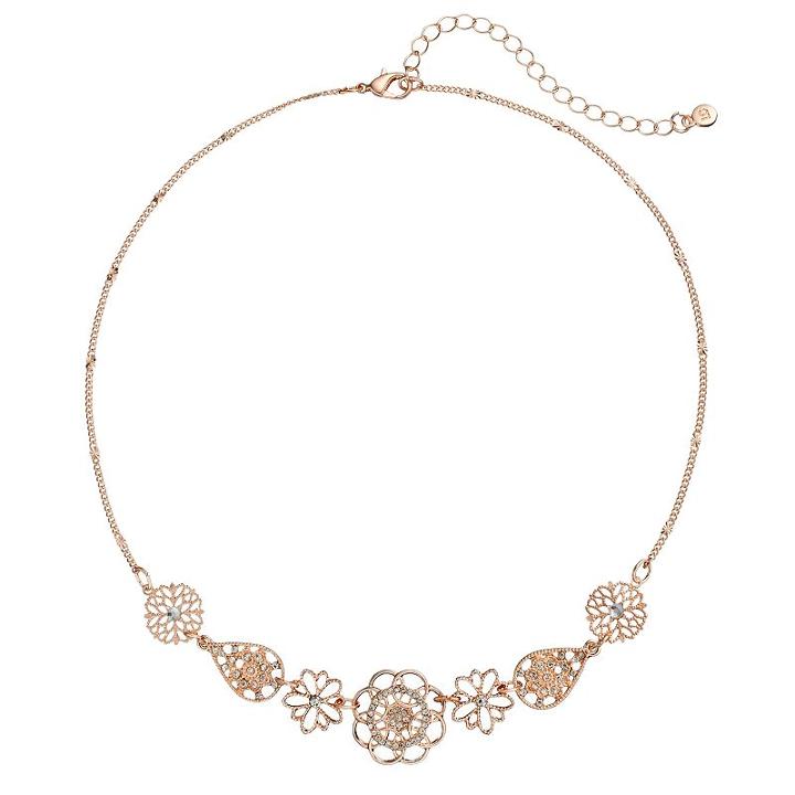 Lc Lauren Conrad Openwork Flower & Teardrop Necklace, Women's, Multicolor
