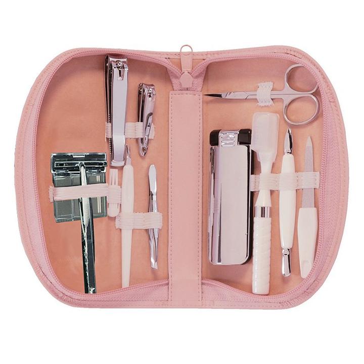 Royce Leather Travel Kit, Pink