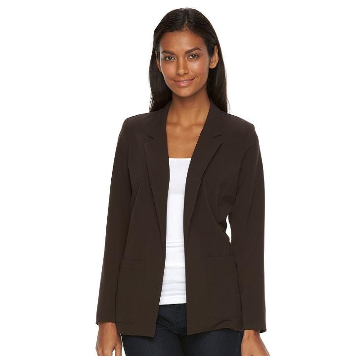 Women's Briggs Solid Open-front Jacket, Size: Medium, Med Brown