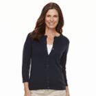 Women's Croft & Barrow&reg; Essential Button-front Cardigan, Size: Xs, Blue