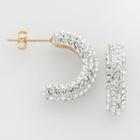 Gold 'n' Ice 10k Gold Crystal C-hoop Earrings - Made With Swarovski Crystals, Women's, White
