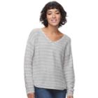Juniors' So&reg; Textured V-neck Sweater, Teens, Size: Xs, Light Grey