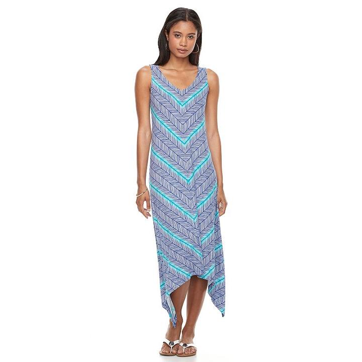 Women's Apt. 9&reg; Shark-bite Maxi Dress, Size: Medium, Dark Blue