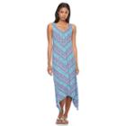 Women's Apt. 9&reg; Shark-bite Maxi Dress, Size: Medium, Dark Blue