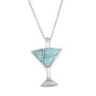 Larimar Sterling Silver Martini Glass Pendant Necklace, Women's, Size: 18, Blue