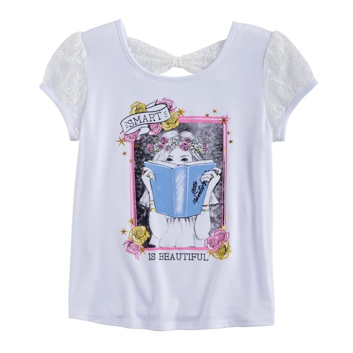 Disney Princess Girls 7-16 Smart Is Beautiful Bow Back Tee, Size: Xs, White