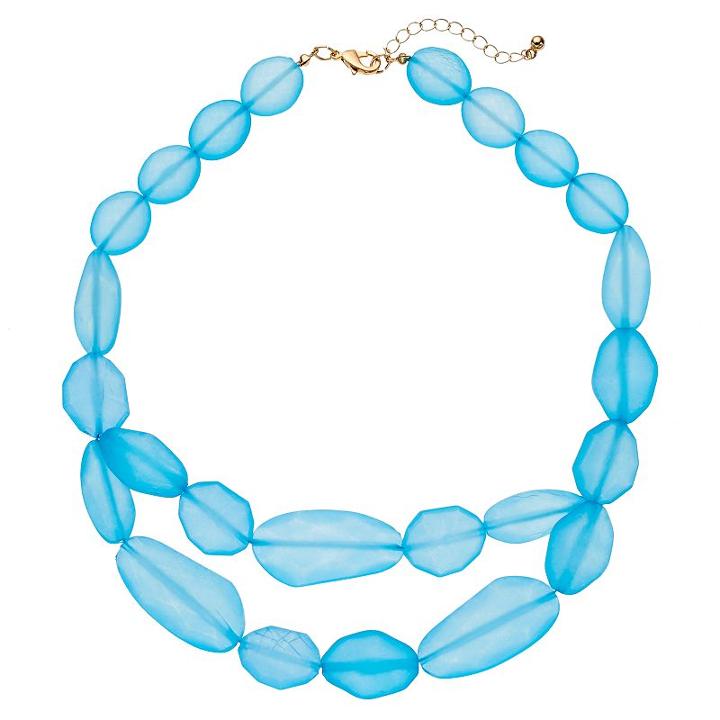 Oblong Bead Chunky Swag Necklace, Women's, Turq/aqua