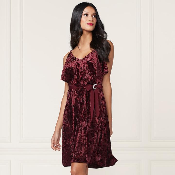 Lc Lauren Conrad Runway Collection Velvet Popover Slip Dress - Women's, Size: Small, Dark Pink