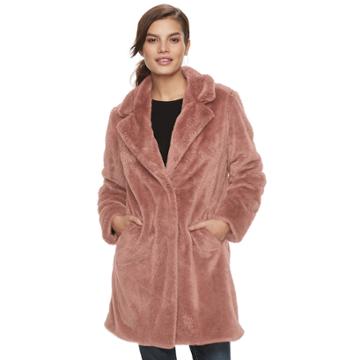 Women's Sebby Collection Faux-fur Coat, Size: Large, Med Pink