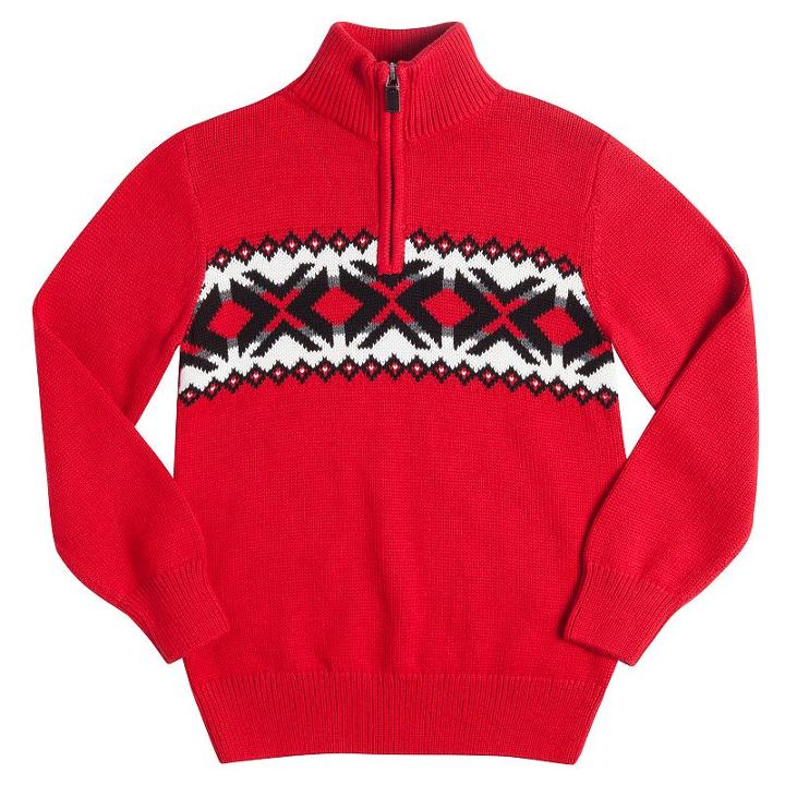 Boys 8-20 Chaps Fairisle Stripe Quarter-zip Sweater, Boy's, Size: Large, Red