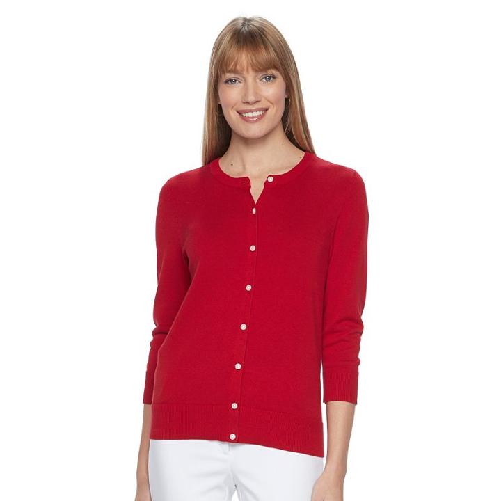 Women's Croft & Barrow&reg; Button Down Cardigan, Size: Xl, Med Red