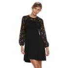 Petite Apt. 9&reg; Lace Yoke A-line Dress, Women's, Size: S Petite, Black