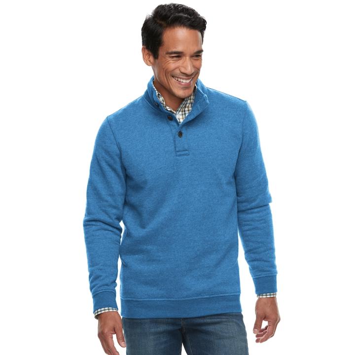 Men's Croft & Barrow&reg; Classic-fit Stretch Fleece Mockneck Pullover, Size: Xl, Med Blue