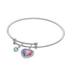 Dreamworks Trolls Kids' Silver-plated Crystal Charm Bangle Bracelet, Girl's, Multicolor