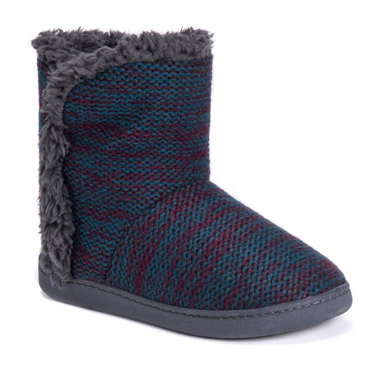 Women's Muk Luks Cheyenne Knit Boot Slippers, Size: Medium, Dark Grey