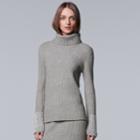Women's Simply Vera Vera Wang Embellished Turtleneck Sweater, Size: Xl, Med Grey