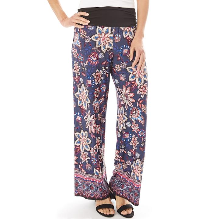 Women's Apt. 9&reg; Print Palazzo Pant, Size: Small, Navy Floral
