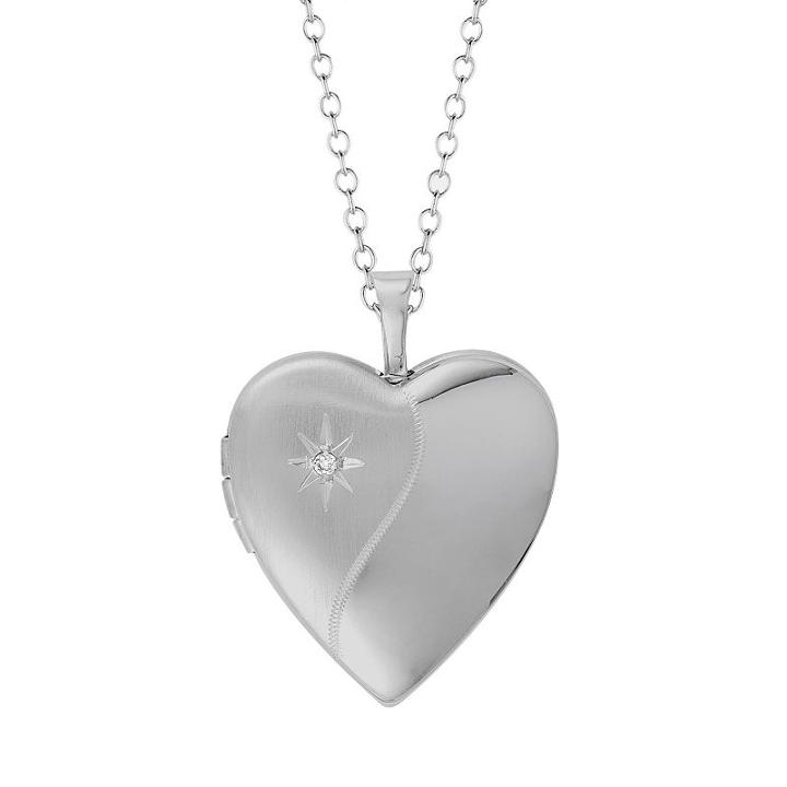 Sterling Silver Diamond Accent Heart Locket, Women's, Size: 18, Grey