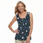 Women's Croft & Barrow&reg; Pleated Scoopneck Tank, Size: Medium, Dark Blue
