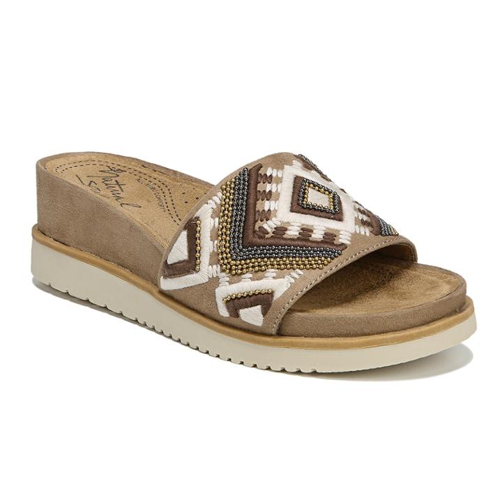 Naturalsoul By Naturalizer Kiki Women's Sandals, Size: 6.5 Wide, Beig/green (beig/khaki)