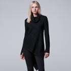Women's Simply Vera Vera Wang Asymmetrical Cowlneck Sweater, Size: Medium, Black