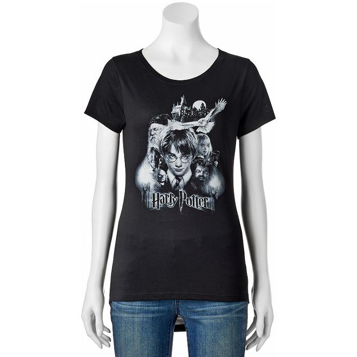 Juniors' Harry Potter Classic Movie Poster Graphic Tee, Girl's, Size: Small, Black