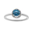 Sterling Silver Blue Topaz And Diamond Accent Halo Ring, Women's, Size: 6