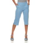 Petite Croft & Barrow&reg; Crochet Hem Pull-on Capris, Women's, Size: 14 Petite, Light Blue