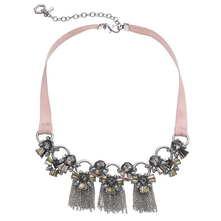 Simply Vera Vera Wang Ribbon Stone Cluster Fringe Necklace, Women's, Multicolor